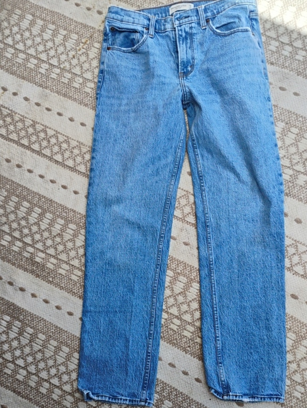 Abercrombie & Fitch Light Wash Mid Rise Straight Jeans